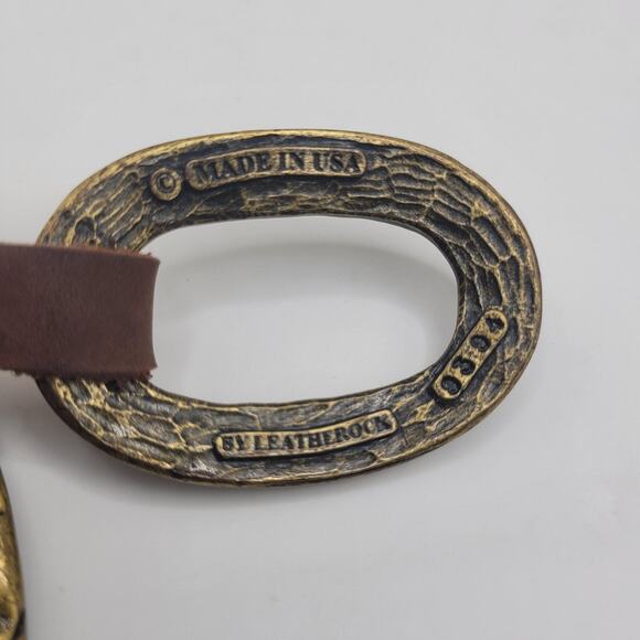 Leatherock Belt‎ Brown Leather Hammered Oval Medallion Boho USA Western Cowgirl main image 7